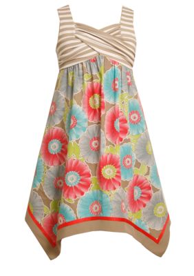 Bonnie Jean Stripe Floral Maxi Dress Girls 7-16