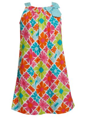 Bonnie Jean Neon Floral Print Dress Girls 7-16