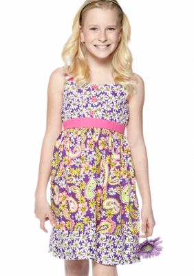 Bonnie Jean Paisley Button Dress Girls 7-16