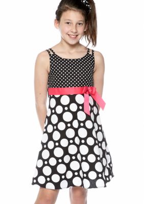 Bonnie Jean Dot Bow Dress Girls 7-16