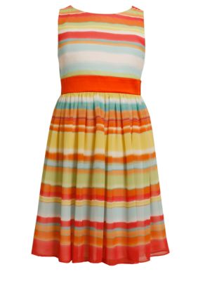 Bonnie Jean Chiffon Multi-Stripe Dress Girls 4-6X