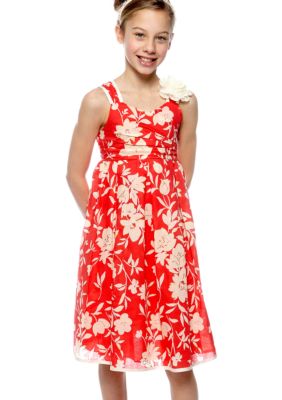 Bonnie Jean Floral Linen Dress Girls 7-16