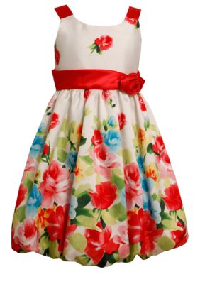 Bonnie Jean Coral Flower Bubble Dress Girls 7-16