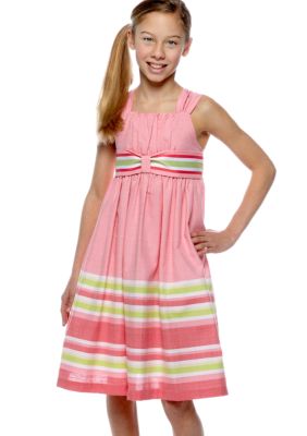 Bonnie Jean Striped Linen Dress Girls 7-16