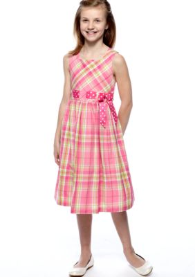 Bonnie Jean Plaid Pull Through Dress Girls 7-16