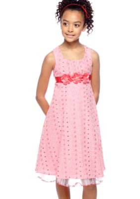 Bonnie Jean Rose Eyelet Square Neck Dress Girls 7-16