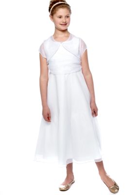 Bonnie Jean Wrap Jacket Organza Dress Girls Plus