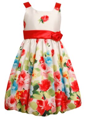 Bonnie Jean Floral Bubble Hem Dress Girls Plus