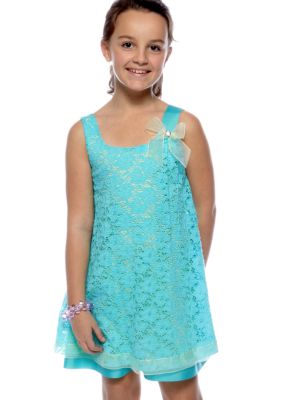 Bonnie Jean Lace Overlay U-Neck Dress Girls 7-16