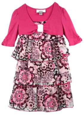 Amy Byer Print Tiered Dress Girls 4-6X