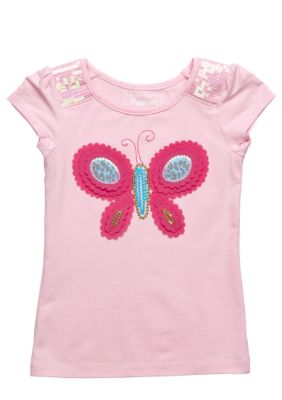 Flapdoodles Butterfly Applique Top Girls 4-6X