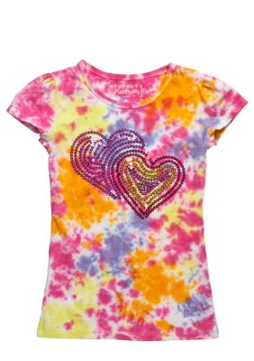 Flapdoodles Heart Tie Dye Tee Girls 4-6X
