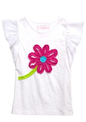 Flapdoodles Flutter Sleeve Top Girls 4-6X