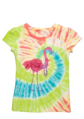 Flapdoodles Flamingo Tie Dye Tee 4-6X