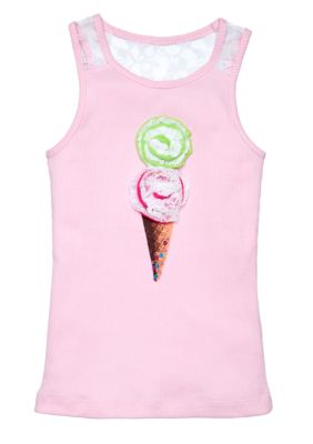 Flapdoodles Lace Applique Tank Girls 4-6X