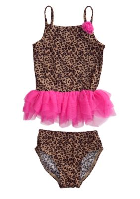 Flapdoodles Lexi Leopard 2-piece Swimsuit Girls 4-6X