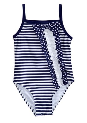 Flapdoodles Nautical Ruffle One-piece Swimsuit Girls 4-6X