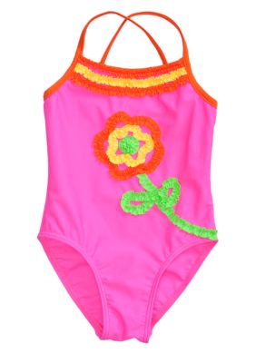 Flapdoodles Flower Ruffle 1-piece Swimsuit Girls 4-6X