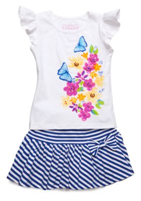 Flapdoodles Spring Breeze Skort Set Girls 4-6X