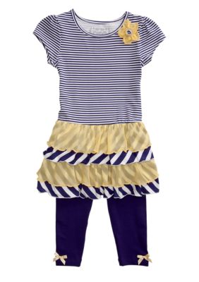 Flapdoodles Nautical Chiffon Dress Set Girls 4-6X