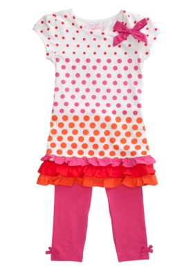 Flapdoodles Dot Dress Set Girls 4-6X