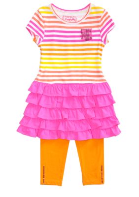 Flapdoodles Ombre Stripe Dress Set Girls 4-6X