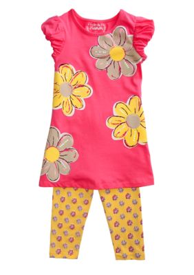 Flapdoodles Painted Flower Dress Set Girls 4-6X