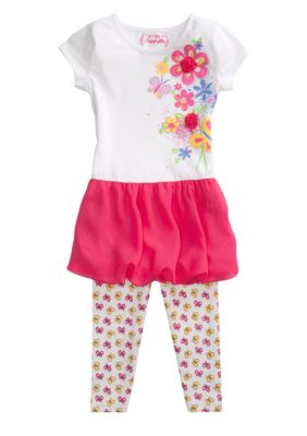Flapdoodles Flower Chiffon Bubble Dress Set Girls 4-6X
