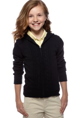 Izod Uniform Hooded Cardigan Girls 7-16