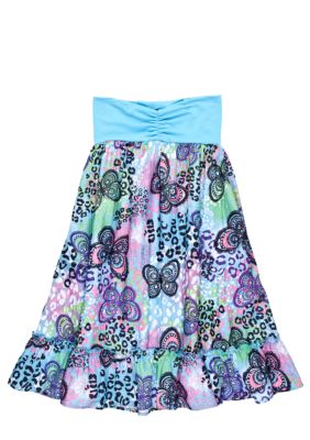 One Step Up Butterfly Print Skirt As A Dress Girls 7-16