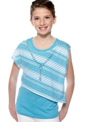 One Step Up Popover Necklace Shirt Girls 7-16