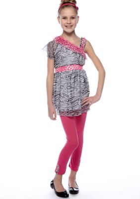 One Step Up Zebra One Shoulder Set Girls 7-16 