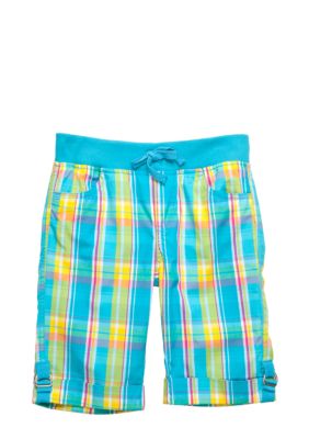 One Step Up Plaid Bermuda Girls 7-16