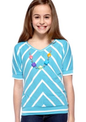 One Step Up Neon Striped Top Girls 7-16