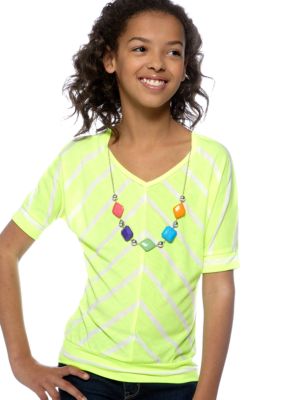 One Step Up Neon Stripe Dolman Shirt Girls 7-16