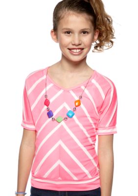 One Step Up Neon Striped Top Girls 7-16