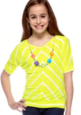 One Step Up Neon Striped Top Girls 7-16
