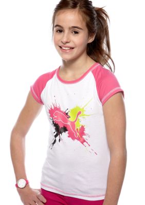Puma Splatter Cat Raglan Tee Girls 7-16