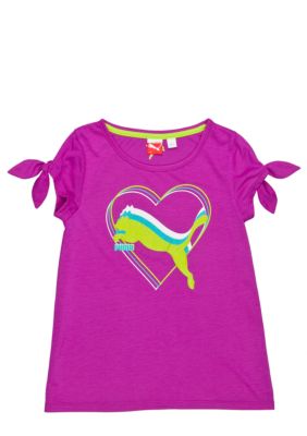 Puma Tie Shoulder Cat Tee Girls 4-6X
