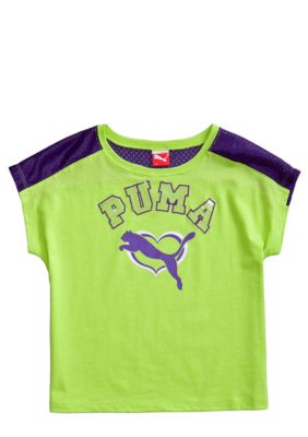 Puma Mesh Shoulder Crop Tee Girls 4-6X
