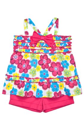 Kids Headquarters Floral Gauze 2-piece Short Set Girls 4-6X