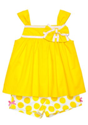 Kids Headquarters Yellow Voile and Dot 2-piece Short Set Girls 4-6X