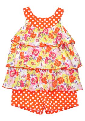 Kids Headquarters Floral Dot Voile 2-piece Short Set Girls 4-6X