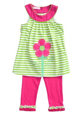 Kids Headquarters Stripe Flower Set Girls 4-6X