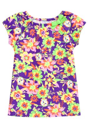 J Khaki Owl Print Babydoll Tee Girls 4-6X