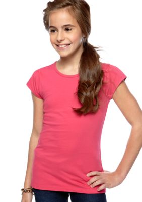 J Khaki Flutter Sleeve Basic Tee Girls 7-16