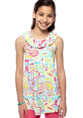 J Khaki Fun Flip Swirl Babydoll Top Girls 7-16