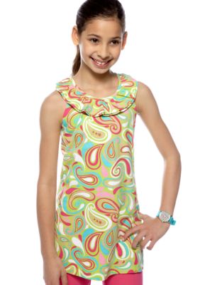 J Khaki Fun Flip Swirl Babydoll Top Girls 7-16