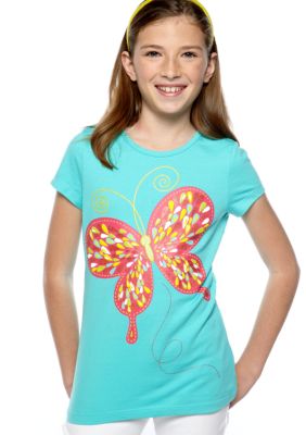 J Khaki Butterfly Tee Girls 7-16