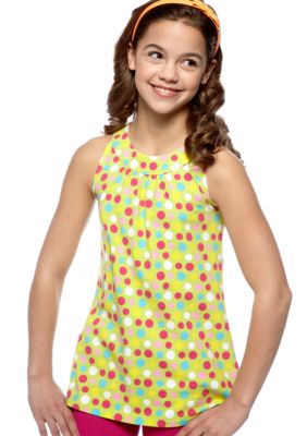 J Khaki Dot Printed Knit Babydoll Top Girls 7-16